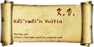 Kármán Vulfia névjegykártya